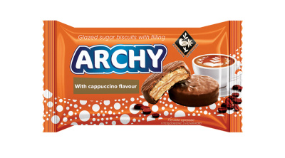 Glazed sugar biscuits with filling Archy with cappuccino flavour