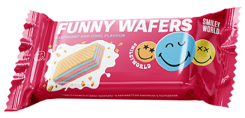 Wafers with filling  SmileyWorld® FUNNY WAFERS  with raspberry  and cool flavour