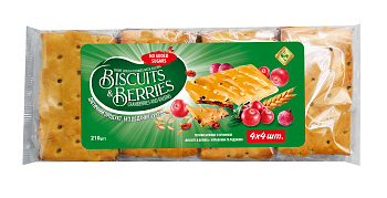 Печенье затяжное с начинкой «BISCUITS & BERRIES» клюква и изюм 210 г