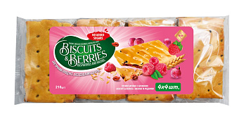 Печенье затяжное с начинкой «BISCUITS & BERRIES» малина и изюм 210 г