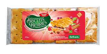 Печенье затяжное с начинкой «BISCUITS & BERRIES» клубника и изюм 210 г