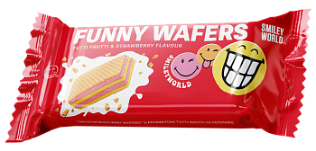 Wafers with filling SmileyWorld®  FUNNY WAFERS with tutti frutti and strawberry flavour 