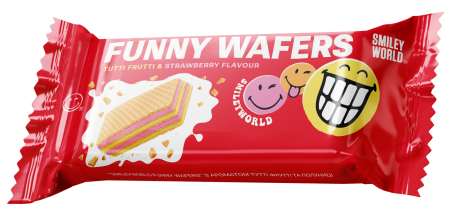 Вафлі з начинкою “SmileyWorld FUNNY WAFERS” з ароматом тутті фрутті та полуниці, 400г